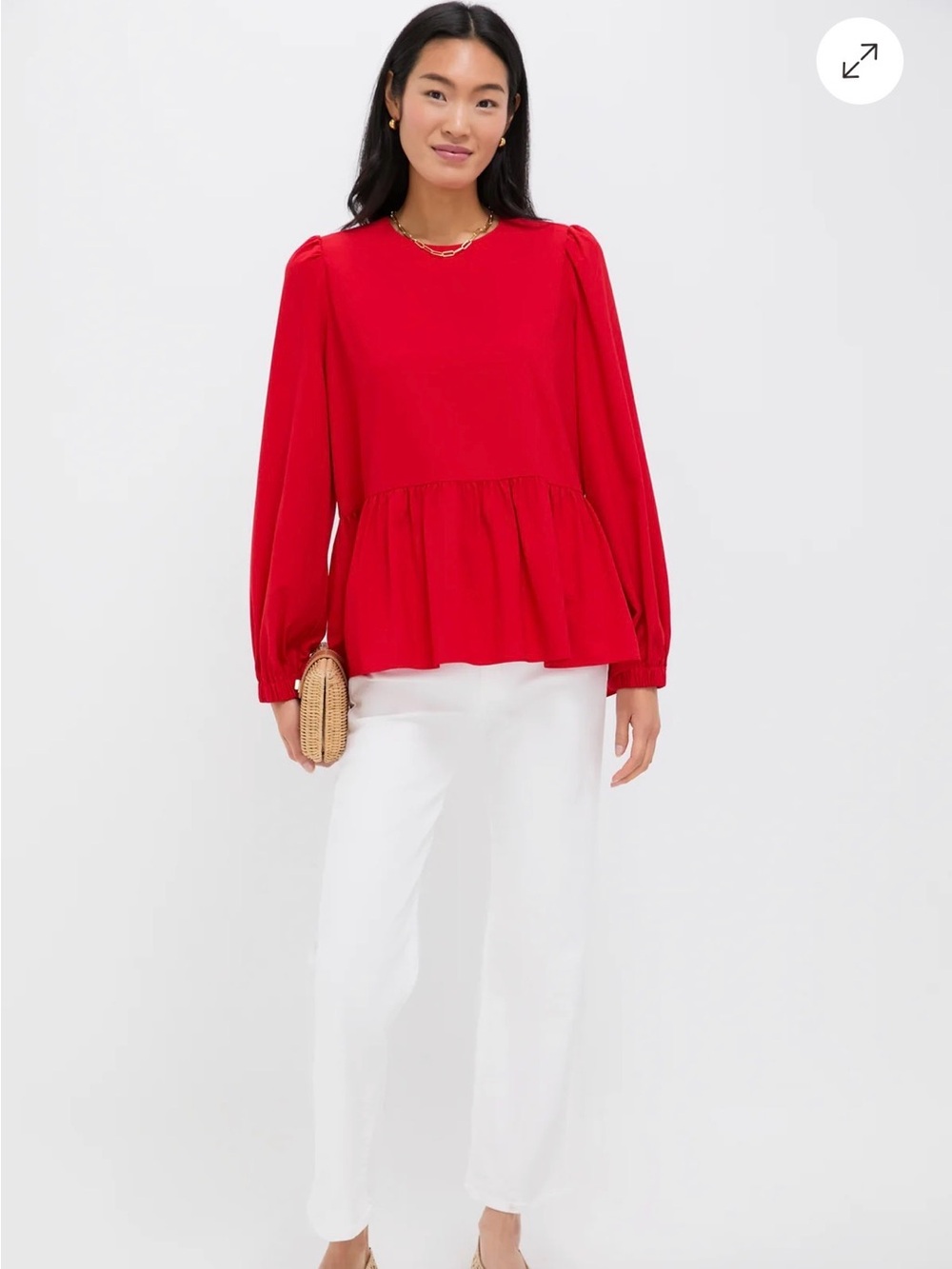 Pomander Place Red Peplum Blouse with Long Sleeves by Tuckernuck!